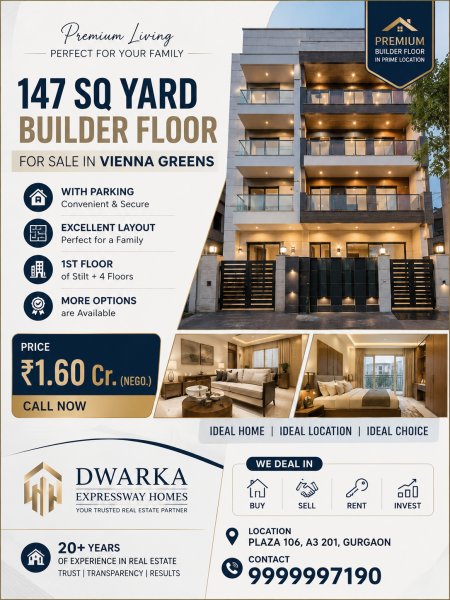 147 sq. yard Builder floor for sale in Vienna Greens sector 99